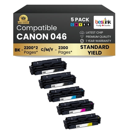 CANON 046 Compatible Toner Cartridge BK/C/M/Y ( 5 Pack ) Standard Yield