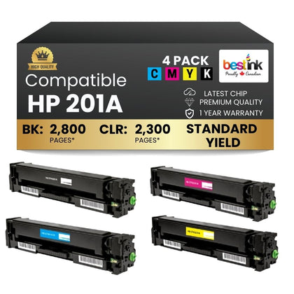 HP 201X Compatible Toner Cartridge Combo High Yield BK/C/M/Y (4 Pack)
