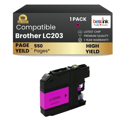 Brother LC203 Compatible Ink Cartridge Magenta ( 1 Pack ) High Yield