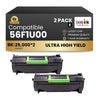 Compatible Lexmark  56F1U00 Black Toner Cartridge 2 Pack