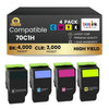Compatible Lexmark 70C1HM0/70C1HY0/70C1HC0/70C1HK0 Toner Cartridge Combo Pack