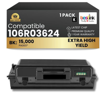 Compatible Xerox 106R03624 Black Toner Cartridge  1 Pack