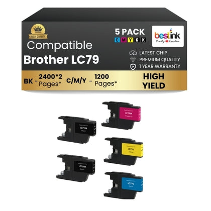 Brother LC79 Compatible Ink Cartirdge ( 5 Pack ) BK/C/M/Y Super High Yield