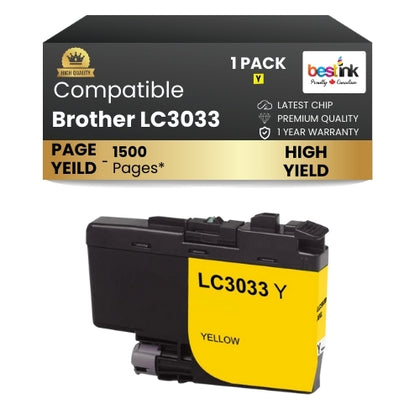Brother LC3033XXL Compatible Ink Cartridge Yellow ( 1 Pack ) Super High Yield