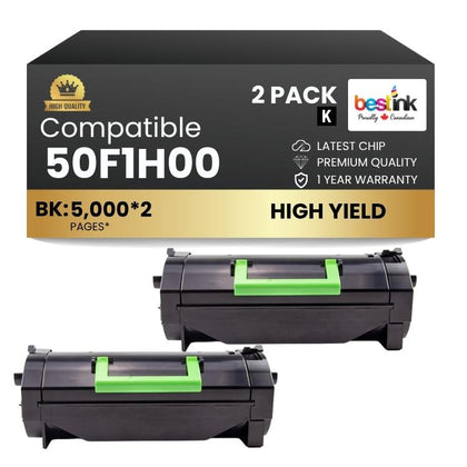 Compatible Lexmark  50F1H00 Black High Yield Capacity Toner 2 Pack
