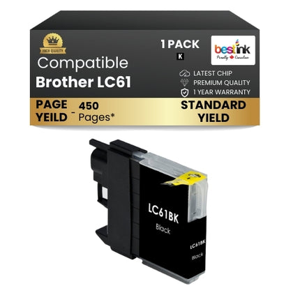 Brother LC61 Compatible Ink Cartridge Black ( 1 Pack ) Standard Yield