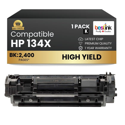 Compatible HP 134X W1340X Black Toner Cartridge - WITH CHIP (1 Pack)