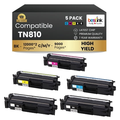 Brother TN810xl Toner Cartridge 2BK/C/M/Y ( 5 Pack ) High Yield