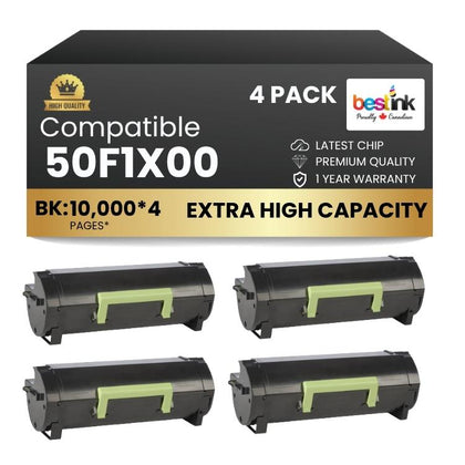 Compatible Lexmark  50F1X00 Black EXTRA High Yield Capacity 4 Pack