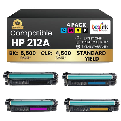 Compatible HP 212A Toner Cartridge Standard Yield BK/C/M/Y (4 Pack)