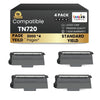 Brother TN720 Compatible Black Toner Cartridge Standard Yield ( 4 Pack )