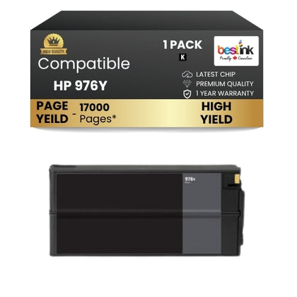 HP 976Y Compatible Ink Cartirdge Black ( 1 Pack ) Extra High Yield