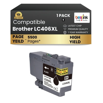 Brother LC406XL Compatible Ink Cartridge Black ( 1 Pack ) High Yield