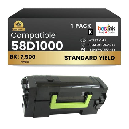 Compatible Lexmark  58D1000 Black Toner Cartridge 1 Pack