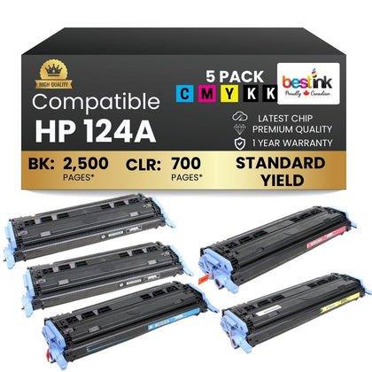 Compatible HP 124A Toner Cartridges Combo Set (5 Pack)