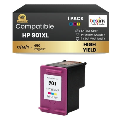 HP 901XL Compatible Ink Cartridge Color ( 1 Pack ) High Yield
