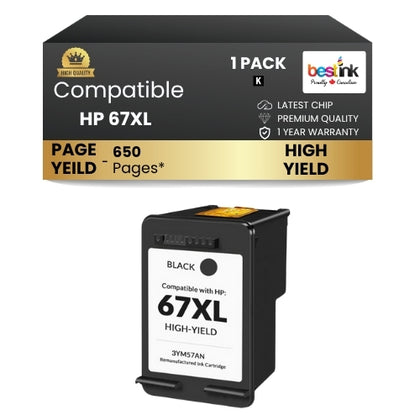 HP 67XL Compatible Ink Cartridge Black ( 1 Pack ) High Yield