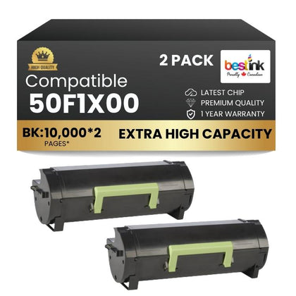 Compatible Lexmark  50F1X00 Black EXTRA High Yield Capacity 2 Pack