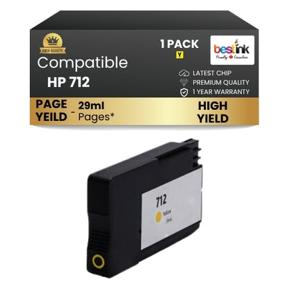 HP 712 Compatible Ink Cartridge Yellow ( 1 Pack ) High Yield