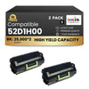Compatible Lexmark  52D1H00 Black Toner 2 Pack