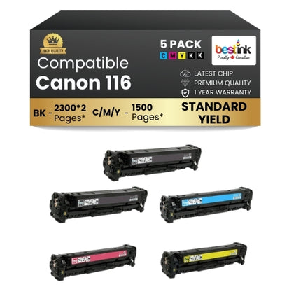Canon 116 Compatible Toner Cartridge BK/C/M/Y (5 Pack ) Standard Yield