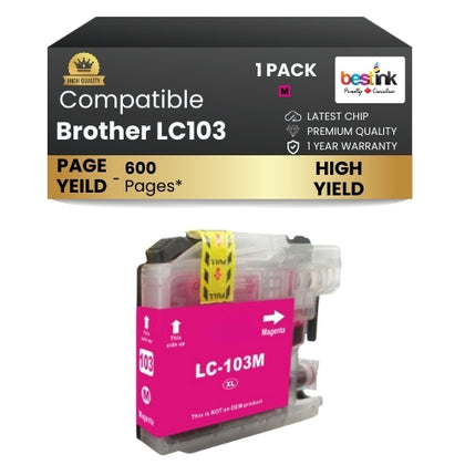 Brother LC103 Compatible Ink Cartridge ( 1 Pack ) Magenta High Yield