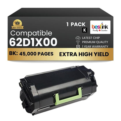 Compatible Lexmark  62D1X00 Black Toner Cartridge 1 Pack
