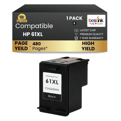 HP 61XL Compatible Ink Cartridge Black ( 1 Pack ) High Yied