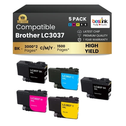 Brother LC3037XXL Compatible Ink Cartridge BK/C/M/Y ( 5 Pack ) Super High Yield
