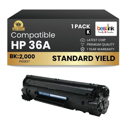 Compatible HP 36A CB436A Black Toner Cartridge (1 Pack)