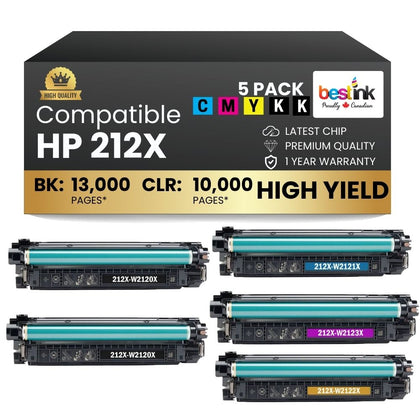 Compatible HP 212X Toner Cartridge High Yield BK /C/M/Y (5 Pack)