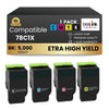 Compatible Lexmark 78C1X, Black, Cyan,Magenta,Yellow Toner 4 Pack Combo