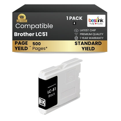 Brother LC51 Compatible Ink Cartridge Black ( 1 Pack ) Standard Yield