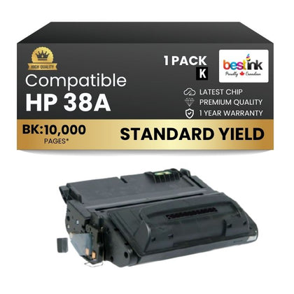 Compatible HP 38A Q1338A Black Toner Cartridge (1 Pack)