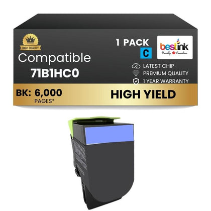Compatible Lexmark 71B1HC0 Cyan Toner Cartridge 1 Pack
