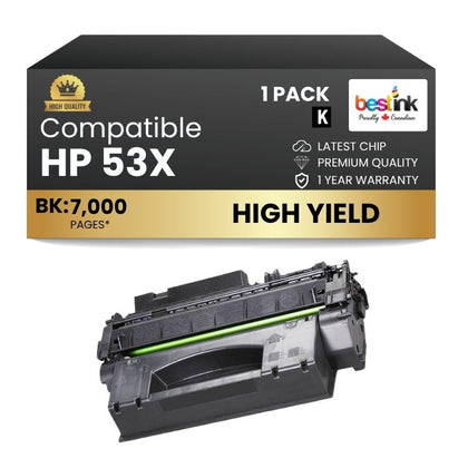 Compatible HP 53X Q7553X Black Toner Cartridge High Yield (1 Pack)