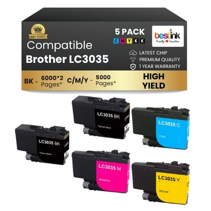 Brother LC3035 Compatible Ink Cartridge ( 5 Pack ) BK/C/M/Y Ultra High Yield