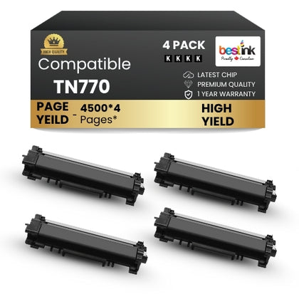 Brother TN770 Compatible Toner Cartridge Black High Yield ( 4 Pack )