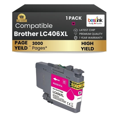Brother LC406XL Compatible Ink Cartridge Magenta ( 1 Pack ) High Yield