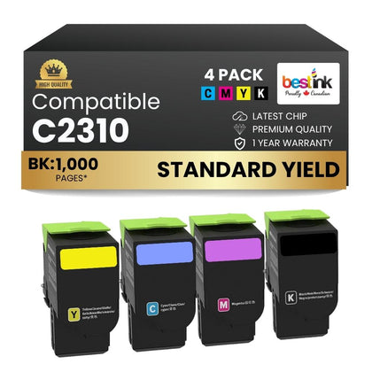 Compatible Lexmark C2310K0-C2310C0-C2310M0-C2310Y0 Toner Cartridge Combo Pack