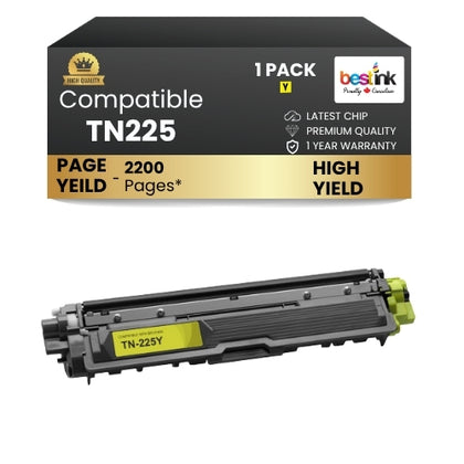 Brother TN225 Compatible Yellow Toner Cartridge High Yield