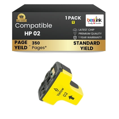 HP 02 Compatible Ink Cartridge Yellow ( 1 Pack ) Standard Yield