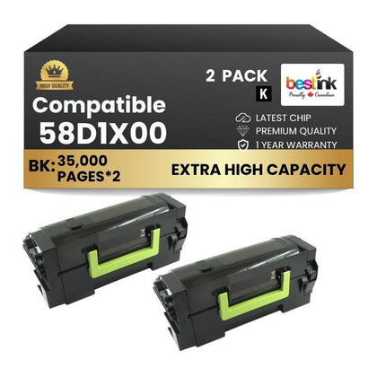Compatible Lexmark  58D1X00 Black Extra High Yield Capacity 2 Pack