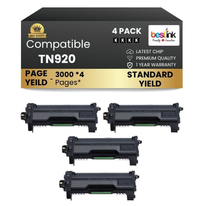 Brother TN920 Black Toner Cartridge ( 4 Pack ) Standard Yield