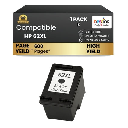 HP 62XL Compatble Ink Cartirdge Black ( 1 Pack ) High Yield
