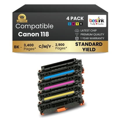 Canon 118 Compatible Toner Cartridge BK/C/M/Y ( 4 Pack ) Standard Yield