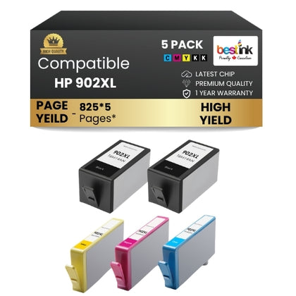 HP 902XL Compatible Ink Cartridge BK/C/M/Y ( 5 Pack )  High Yield