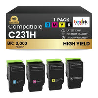 Compatible Lexmark C231HK0 - C231HC0 - C231HM0 - C231HY0 Toner Cartridge Combo Pack