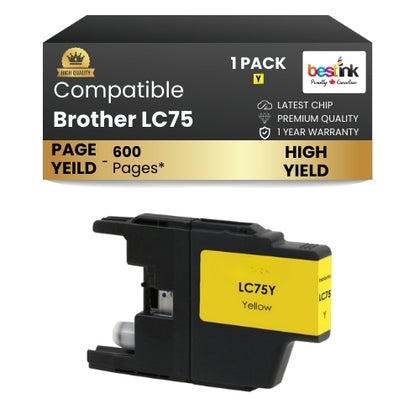 Brother LC75 Compatible Ink Cartridge Yellow ( 1 Pack ) High Yield