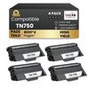 Brother TN750 Compatible Black Toner Cartridge ( 4 Pack ) High Yield
